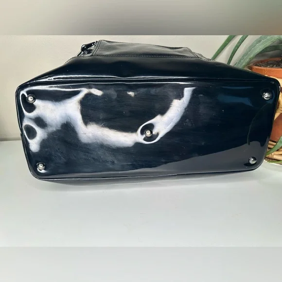 Longchamp Legende Verni Black Patent Leather Travel Satchel Tote Bag Large - Picture 7 of 13